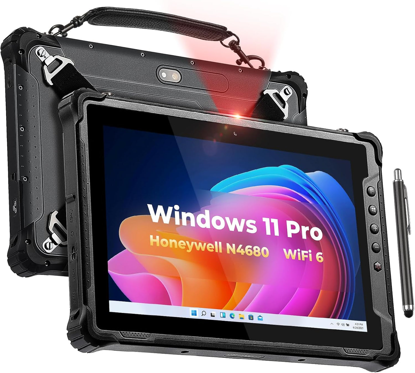 MUNBYN Rugged Tablet with Barcode Scanner,10.1-inch Windows 11 Pro Tablet, Wi-Fi 6, 1000nit Sunlight Readable, Built-in Honeywell N4680 Scanner, Intel N100 Rugged PC, 4G LTE for Warehouse & Logistics