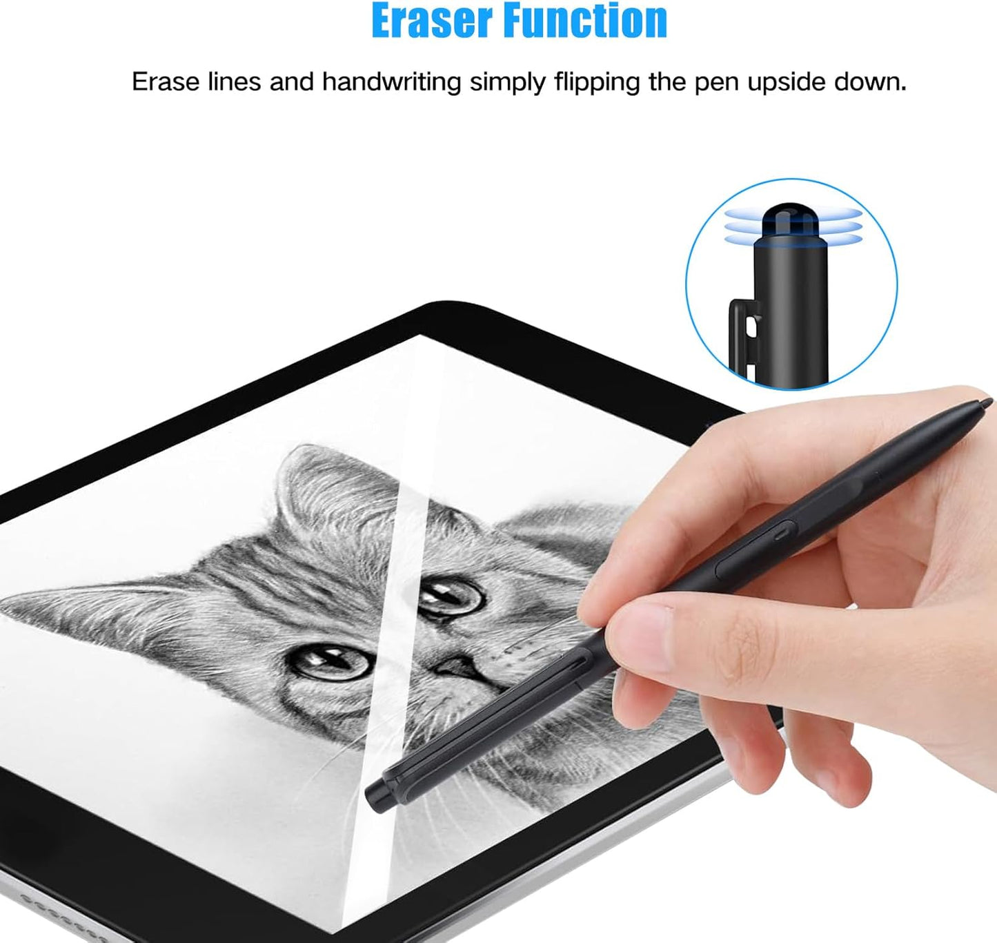 EMR Stylus Compatible with Remarkable 2, Replacement Digital Pen with Eraser, 4096 Pressure Levels, Tilt Support,Palm Rejection,Pencil Holder(3 Pen Tips)