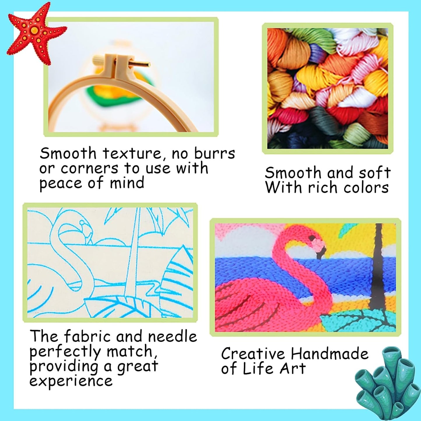 ILYUFO Punch Needle Kits Adults Beginner DIY Dreamy Beach Style 8 in Hoop Embroidery Set Starter Punch Needle Tool for Art Crafts, Ideal for All Ages, Perfect Festival Decoration & Gift (Tree House)