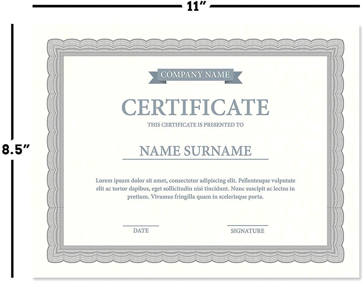 Executive Gray & White Parchment Certificate Papers - Pack of 25, Laser & Inkjet Printer Compatible, For Office, Business Awards, Graduation, School Diplomas, 8-1/2" x 11" on 60 lb. Text Stock