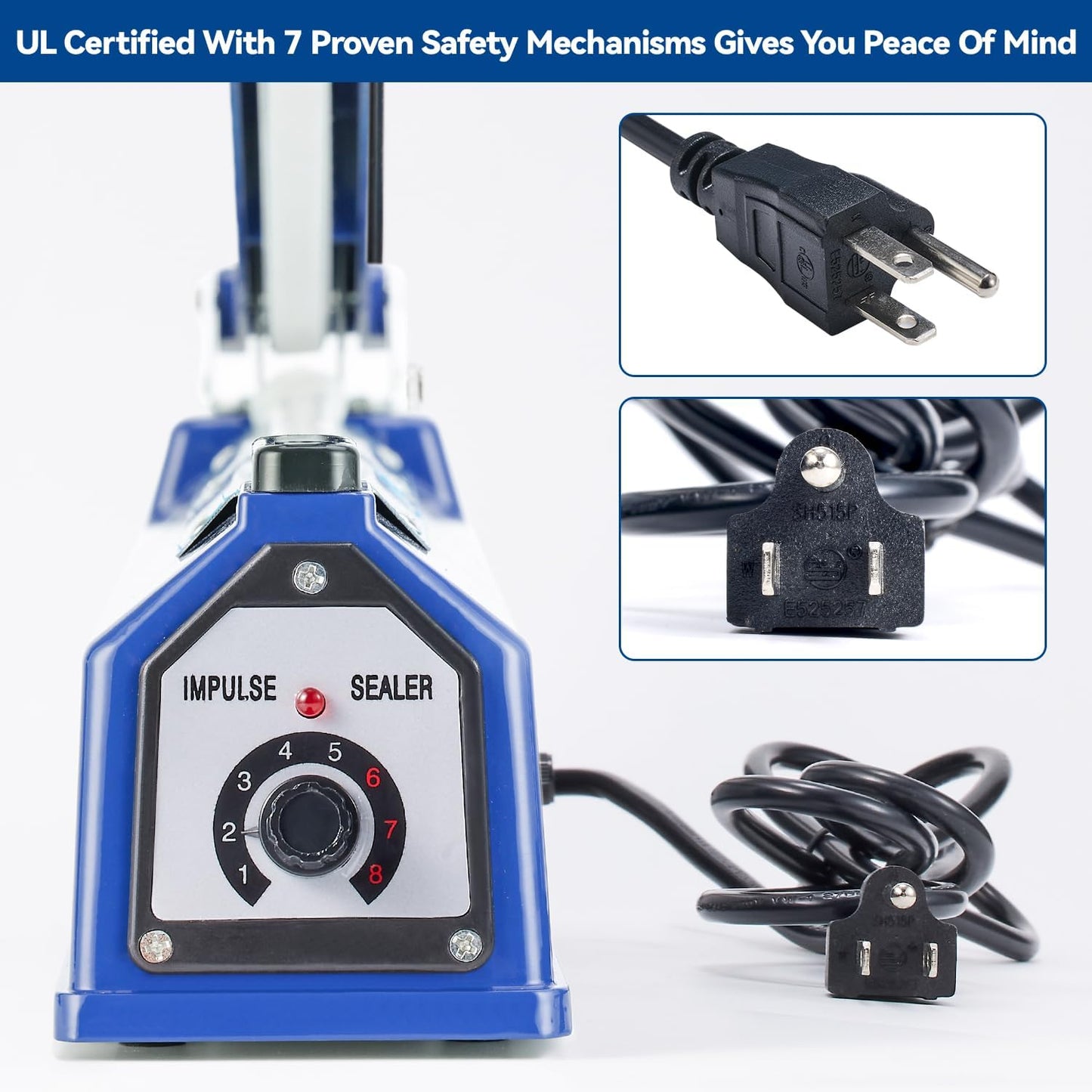 Sealer Pro - 16 inch Impulse Heat Sealer - 5mm Sealing Width - Manual Heat Sealer Machine for All Bags - Most Heavy Duty for Strong, Secure Sealing for Long Term Food Storage, Deep Blue