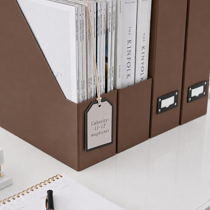 BLU MONACO | Cardboard Magazine File Holder Set of 6 | Vertical Magazine File - Image 6