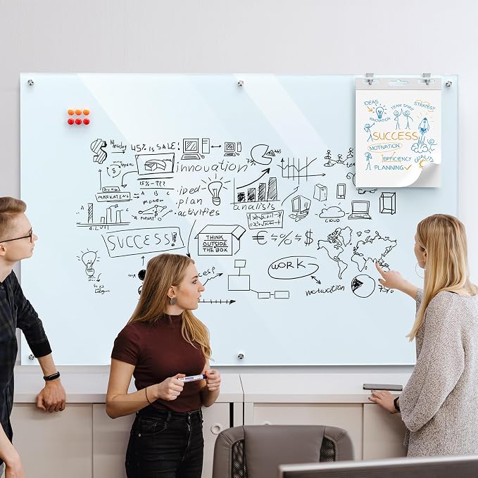 MaxGear Glass Whiteboard Wall Mounted, Frameless Magnetic Dry Erase Board - Image 7