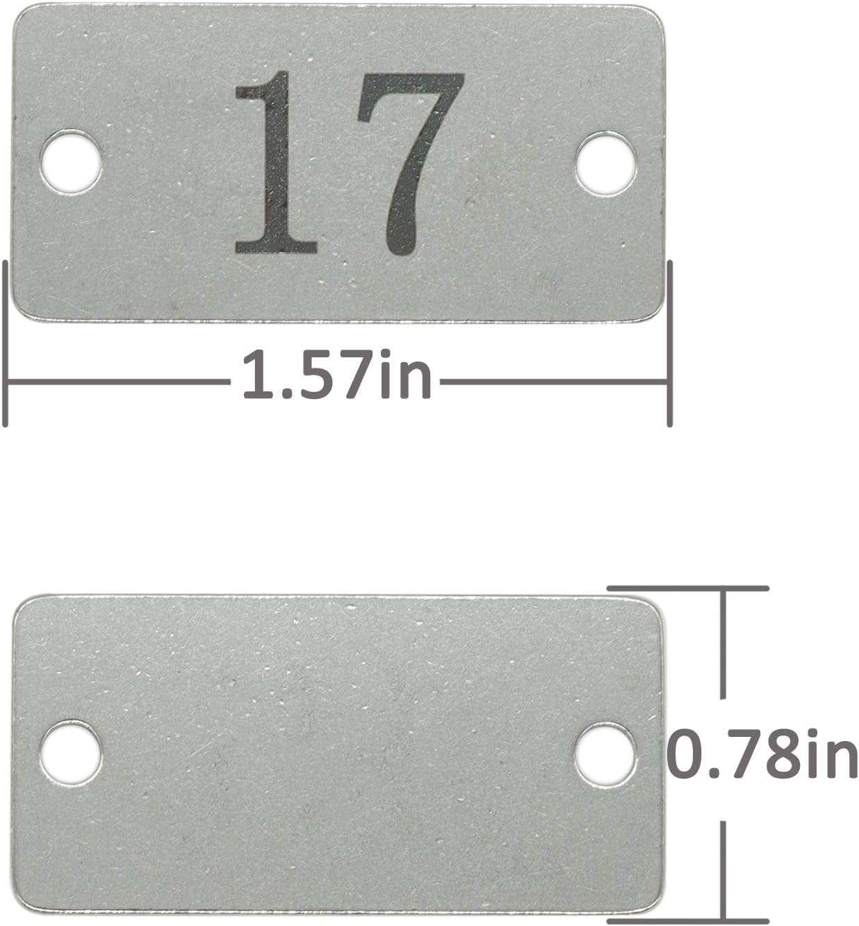 StayMax Stainless Steel Rectangle Numbered Tags with Two Holes (101-200)