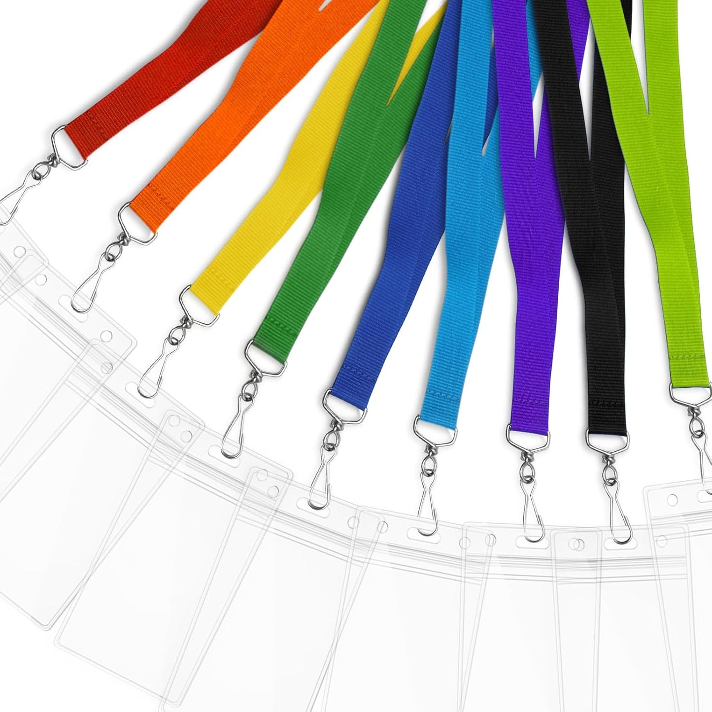 12 Pack Green Breakaway Lanyards with Waterproof Badge Holders, Metal Hook, Polyester Neck Straps for ID Cards, Events, Office, and Schools