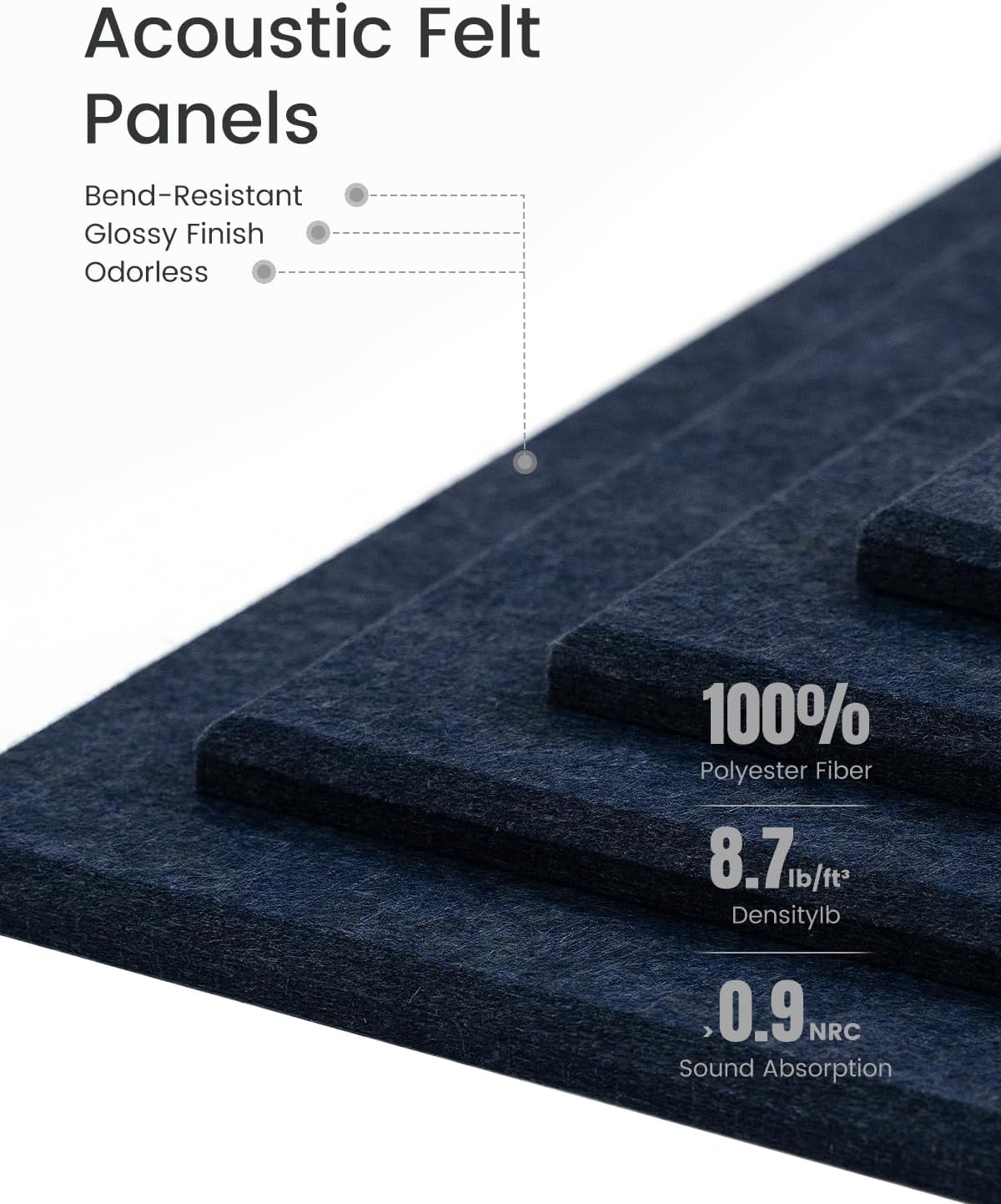 Felt Bulletin Board Tiles -28"x18" Cork Board Alternative for Office Decor, Push Pin Board Wall Organizer 6-Pack - Denim Blue