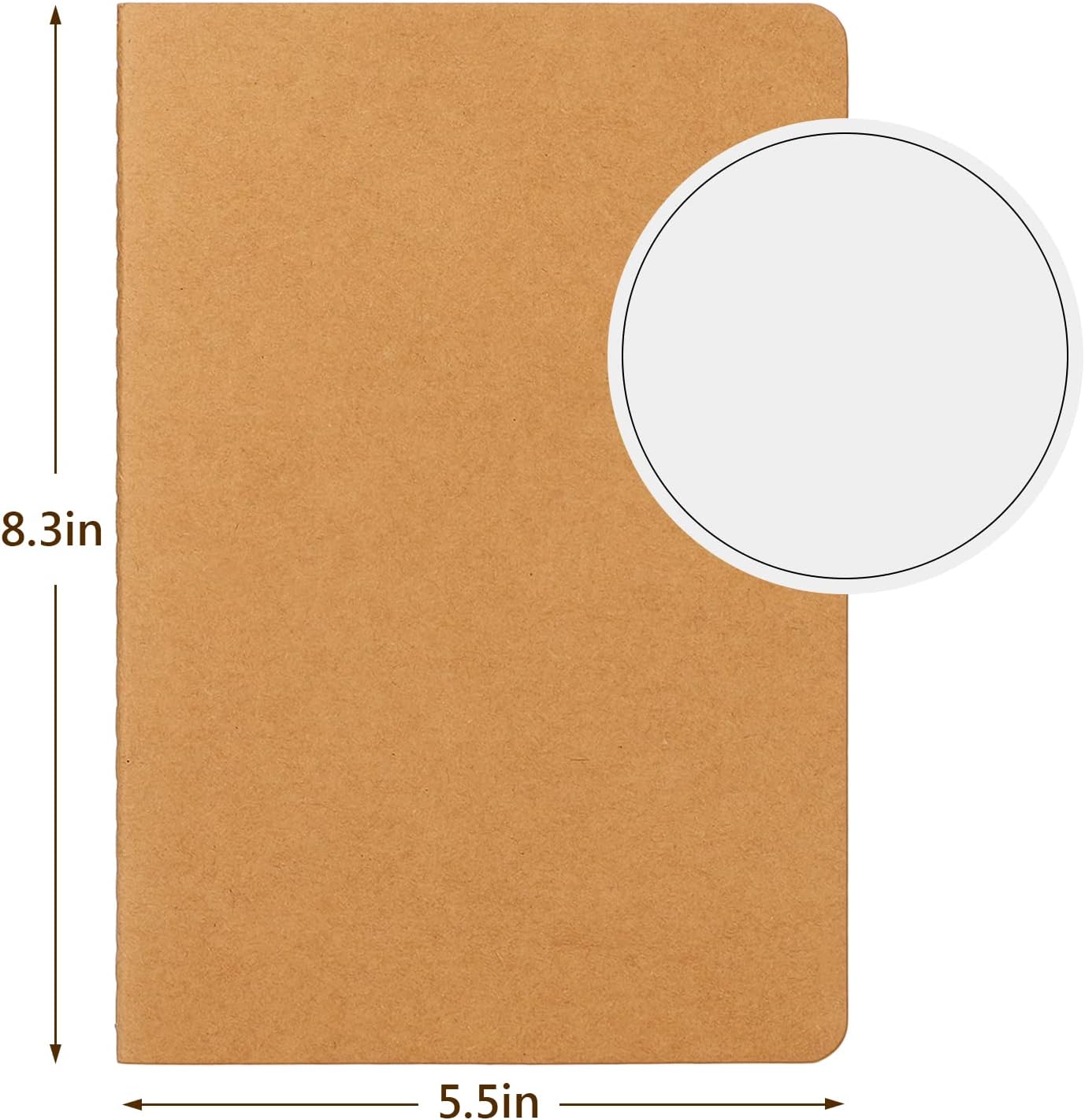 EUSOAR Blank Page Notebook, 12pcs A5 5.5"x8.3" 60 Pages Soft Cover Kraft Ruled Subject Journal Notebooks, Writing Note Pads Sketchbook Memo Composition,for School Office College Work Note Taking Diary