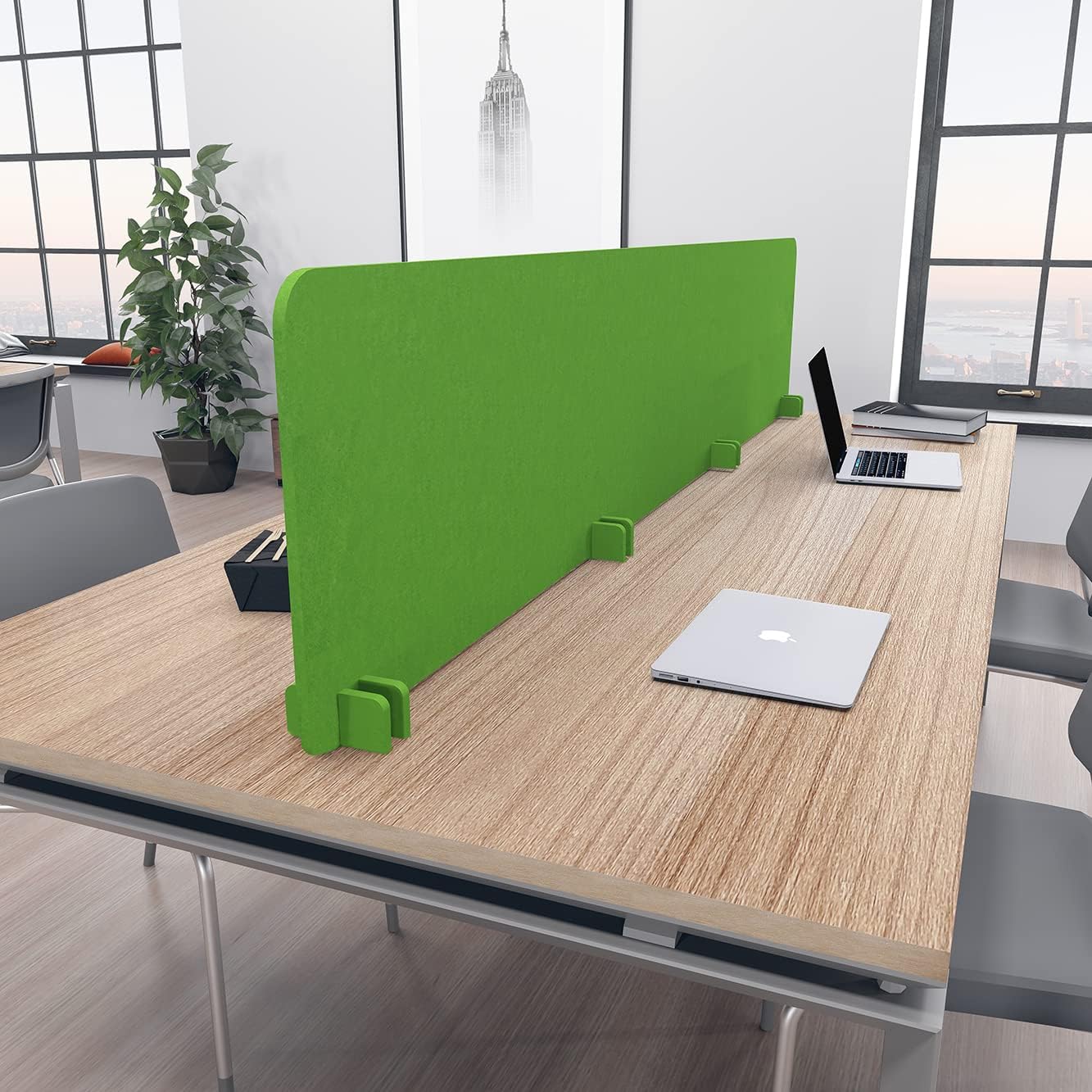 Freestanding Acoustic Desk Divider with Mount | Eco-Friendly Privacy Screen Panel | Noise Reducing Desk Partition | Tackboard Option & Easy to Install | Made from Recycled Plastic | Orange - 18" X 59"