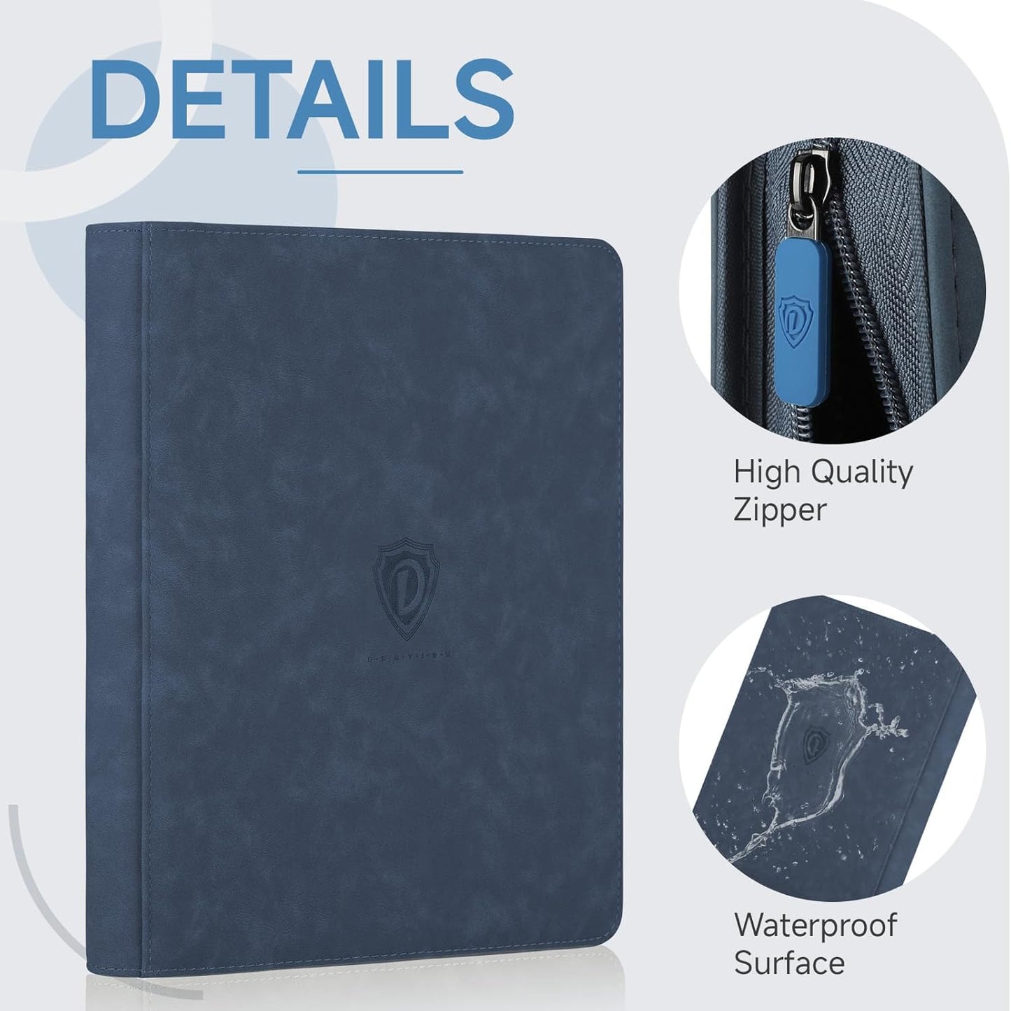 Card Binder with 1024 Cards,16 Pocket Trading Card Binder Includes 32 Page Storage Sleeves,Collection Card Album,Card Holder to Organize and Protect Cards,Navy Blue
