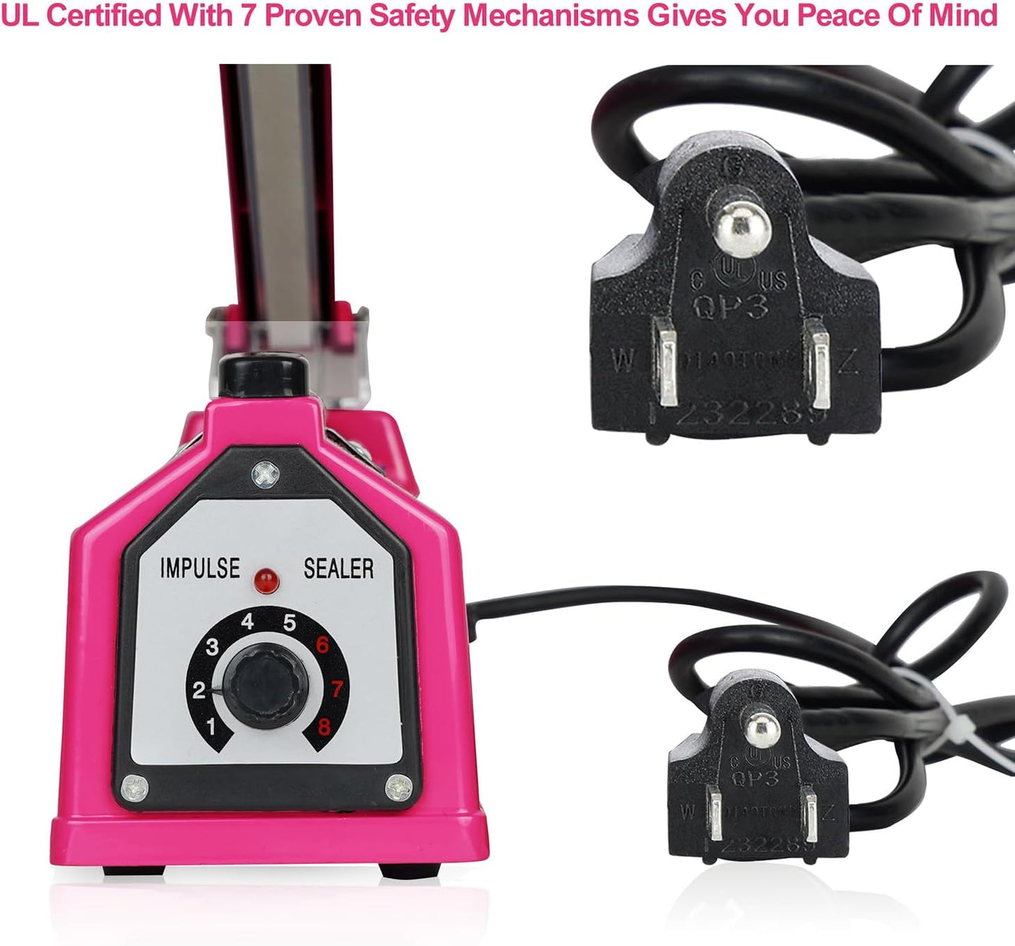 Sealer Pro, Patented 8-inch Impulse Heat Sealer, 2-mm Sealing Width Super Heavy Duty Bag Sealing Machine with Extra 2 Replacements, 1Fuse Included, Dragon Fruit