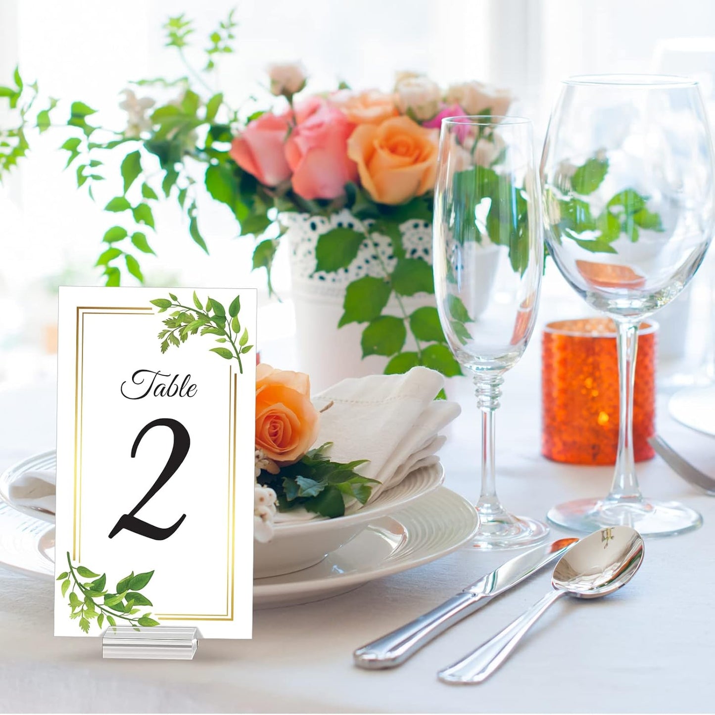 Yalikop Acrylic Place Card Holders 1.2 Inch Name Card Holder Stands Clear Table Number Stands Wedding Sign Holders Display Stand for Table Wedding Photos Office Menu Meeting(25 Pieces)