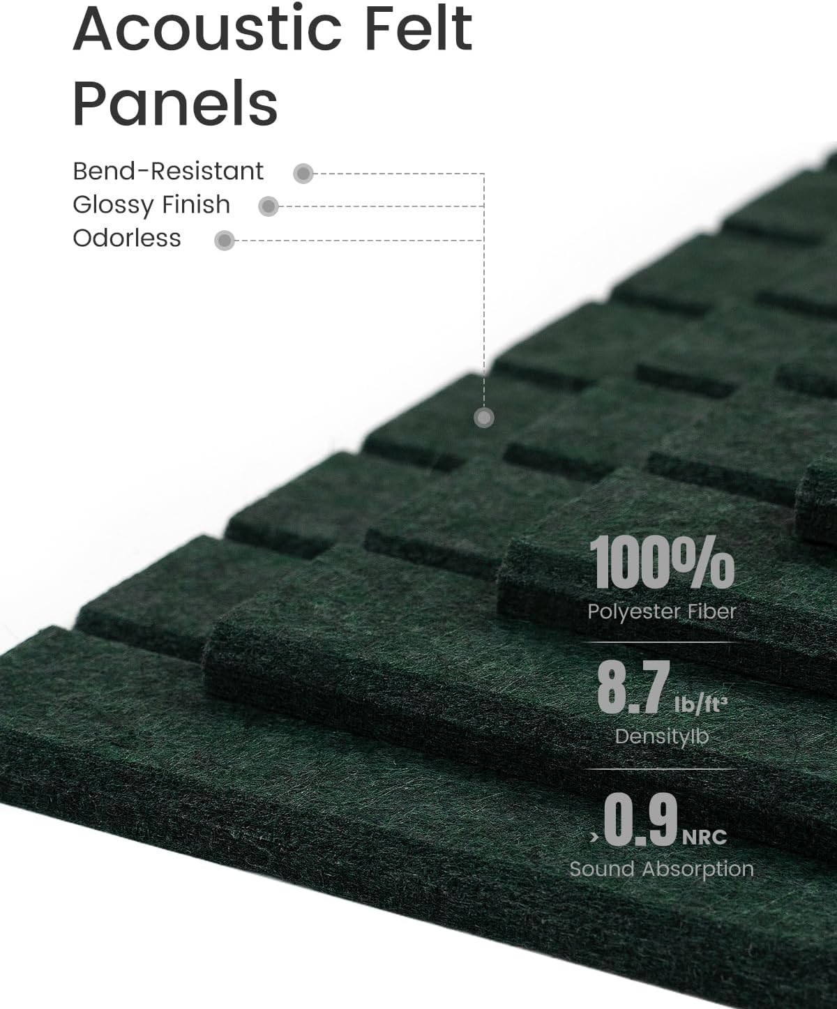 Felt Bulletin Board Tiles -28"x18" with 40 Adhesive Tabs, Cork Board Alternative for Office Decor, Push Pin Board Wall Organizer 6-Pack (Aurora Green)