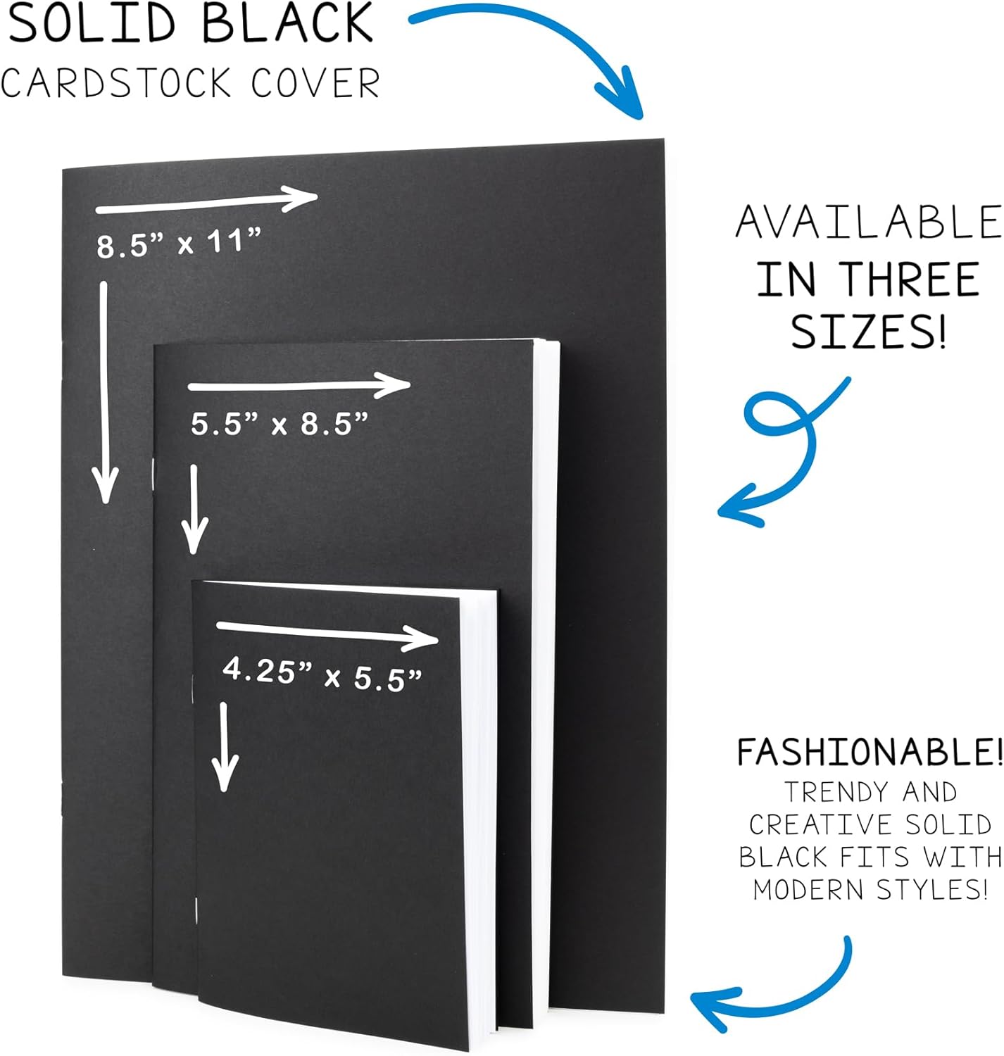 Hygloss Blank Books 5.5 x 8.5 Inches - 10 Pack – Black Color Paperback for Drawing & Writing – Empty Books for Journaling, Sketching or Arts & Craft