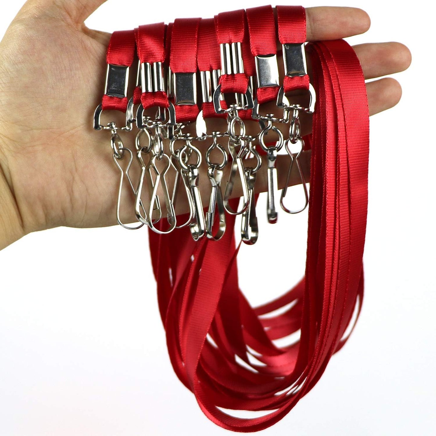 Bulk Lanyards Premium Cruise Lanyard Nylon Badge Lanyards for Id Holder Perfect for Office, Kids, Teachers (Red, 50 Pack)
