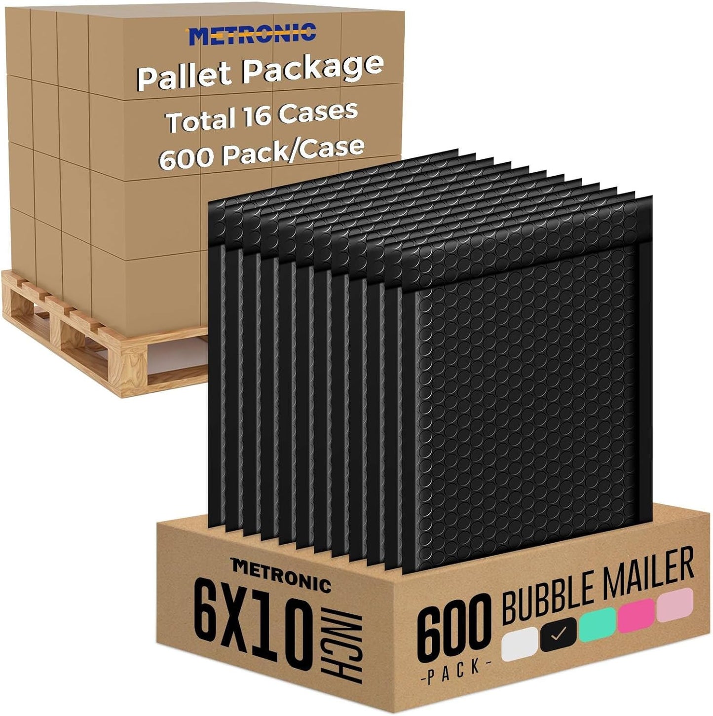 Metronic 9600 Pack Bubble Mailer 6x10 Inch Black,Usable Size 6x9" Waterproof Padded Envelopes,Self-Seal Modern Bubble Mailers Cushioning for Shipping,Jewelry Makeup Supplies, Packaging Bulk
