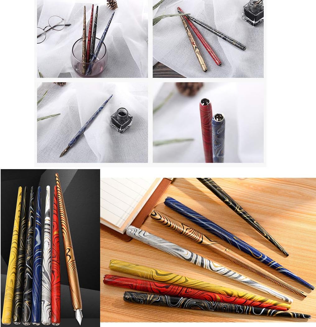 Professional Manga Gothic Pen Dip Pen Calligraphy Drawing Pen Kit, 7 Pen Holders Handles, 12 Nibs (7 Fountain Pen Nib, 5 Flat Nib) - 7 Pcs C