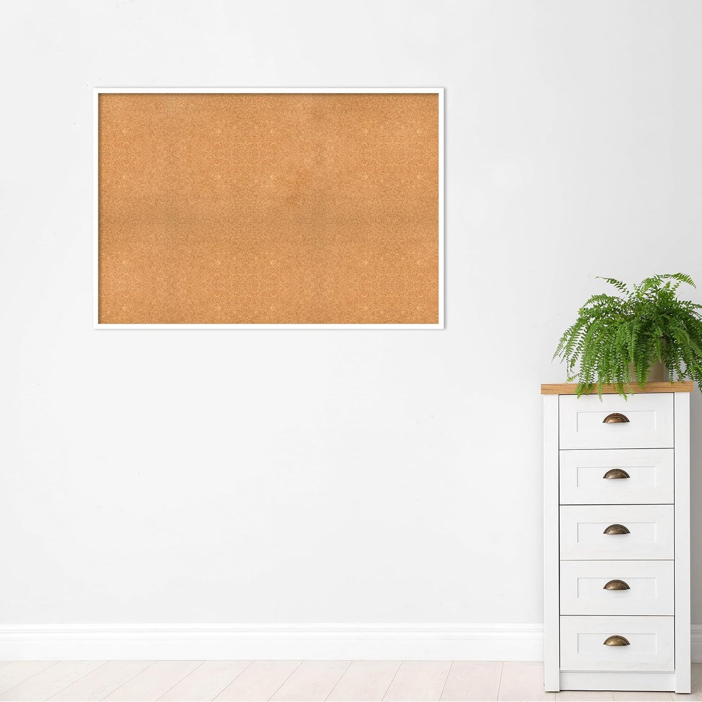 Amanti Art Natural Cork Board for Wall, 35x51 Vision Board with White Frame, Oversize Corkboard Office Decor for Home Organization, Modern Corkboard Pinboard to Display Items for Home Organization in