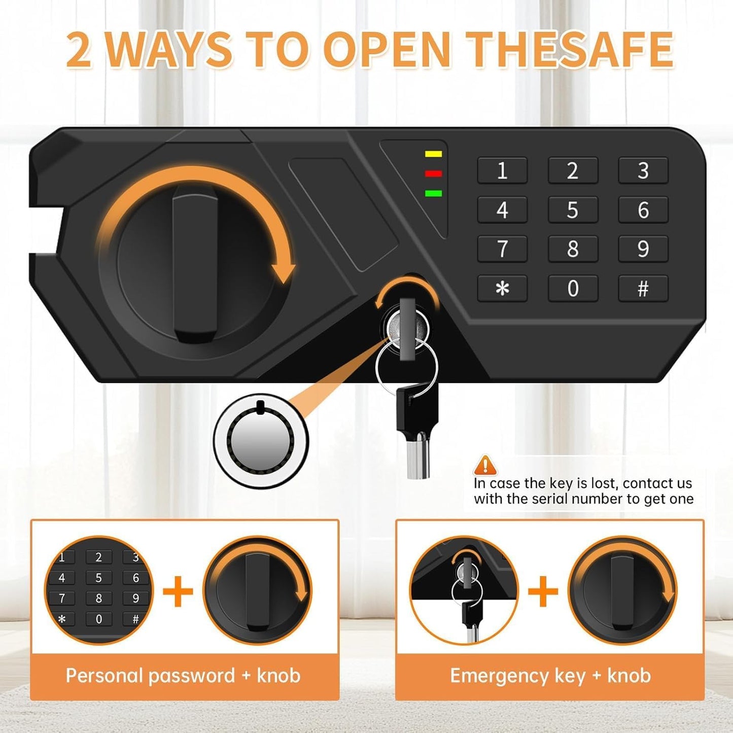 3.3 Cubic Feet Large Safes for Home Use Fire and Water proof, Digital Security Safe with Key and Combination, Home Safes Water and Fireproof for Firearm Medicine Money Valuables