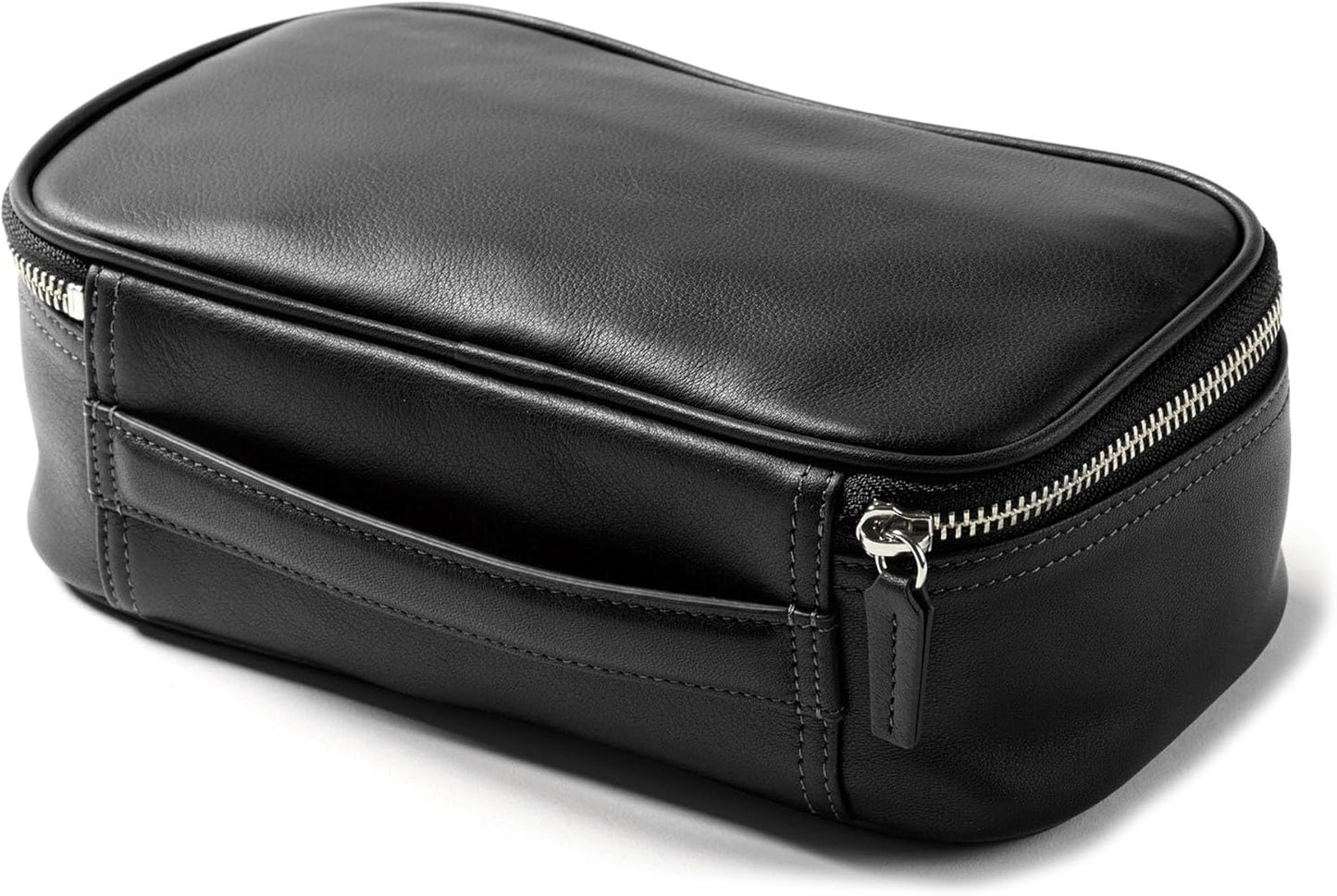 Leatherology Black Onyx Medium Travel Organizer - Zipped mesh storage pocket, elastic loops for organization, metal zipper with leather pull