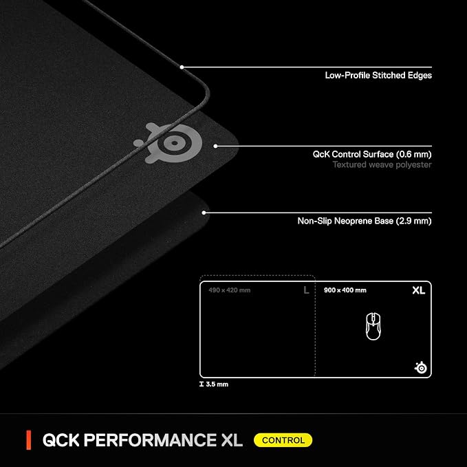 SteelSeries QcK XL Performance Control Gaming Mousepad — Extra Density - Image 7