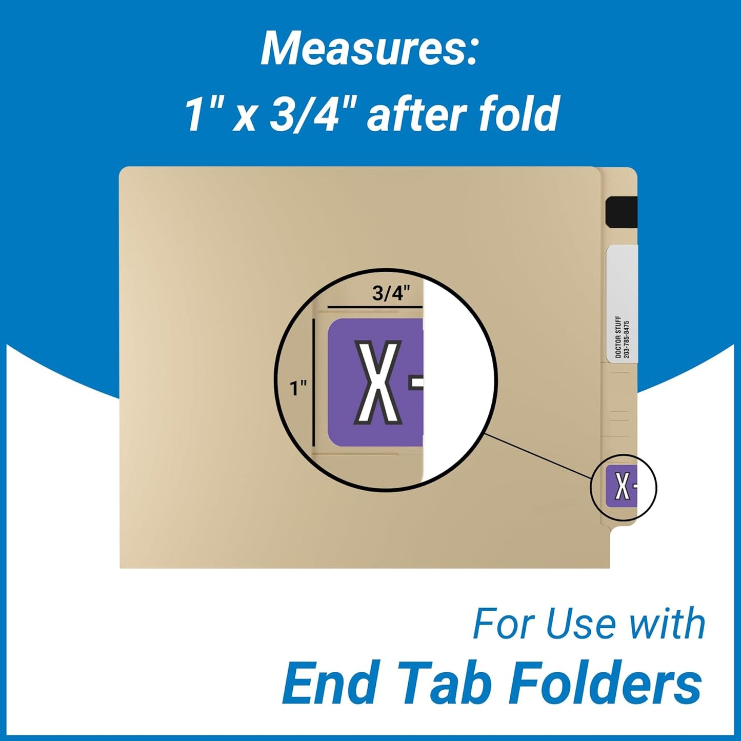 Doctor Stuff - File Folder Labels, Alphabet Letter X, Barkley/Sycom FABKM - BRAM Series Compatible Alpha Stickers, Purple, 1" x 1-1/2", 126 Labels/Package