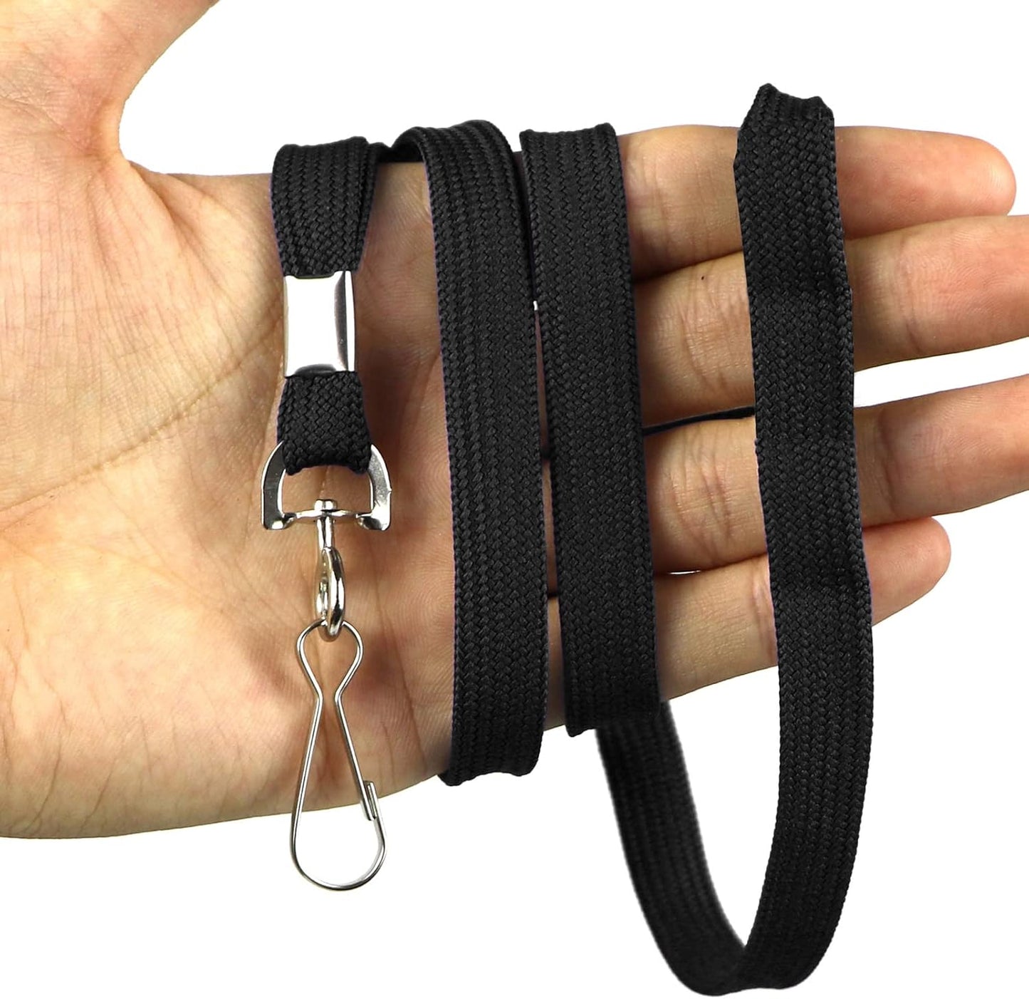 Beebel Lanyards 100 Pack Black Lanyards with Swivel Hook Clips for ID Name Badge Holder