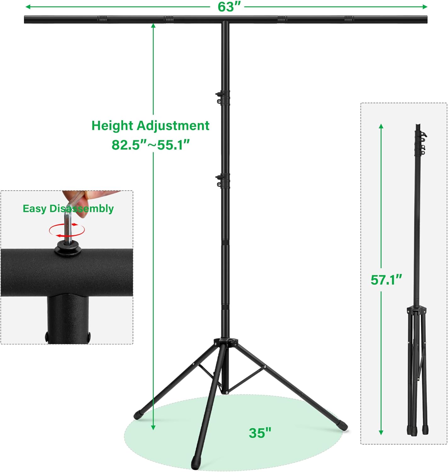 Green Screen Backdrop Kit 6.5X5ft,Portable greenscreen Background with Stand,Adjustable T-Shape Photo Backdrop Stand for Photography, Streaming,Video,Studio,Party,Zoom