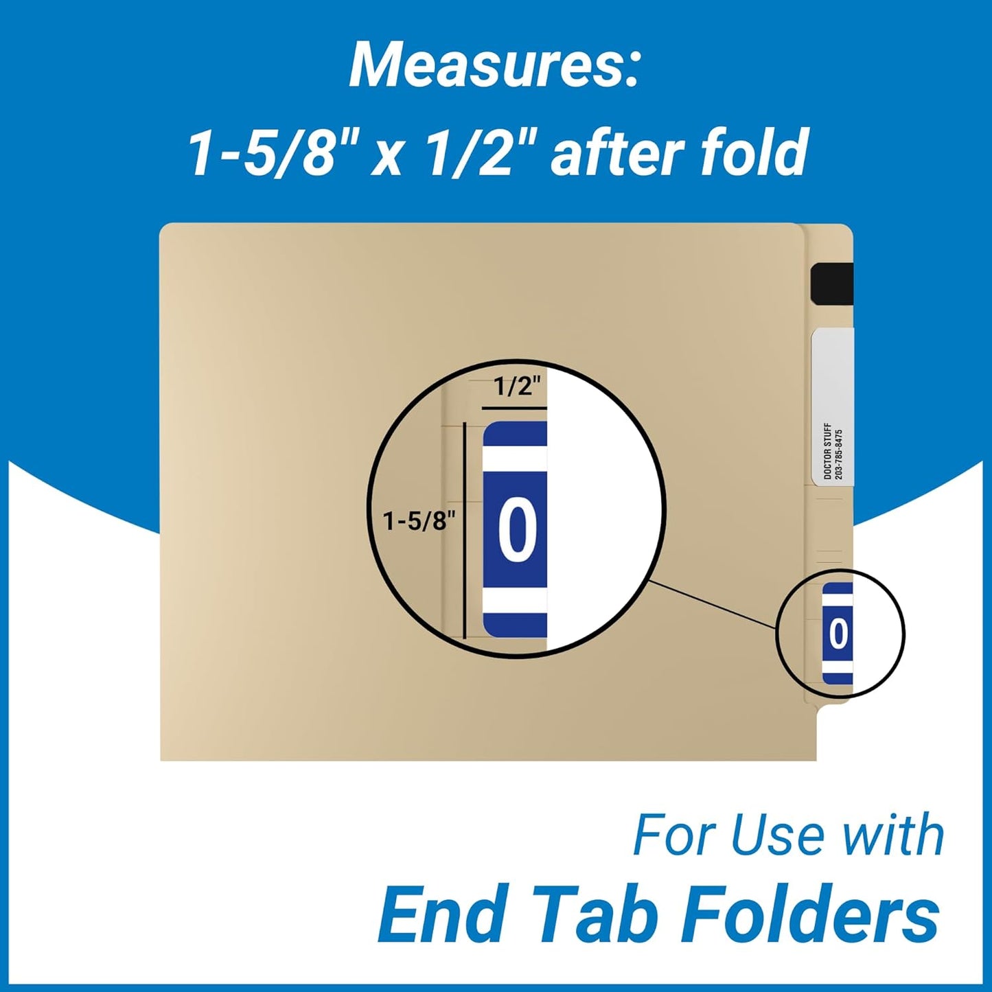 Doctor Stuff - File Folder Labels, Alphabet Letter O, Compatible with Smead Alpha Z Acc/ACCS - SMSM Series Alpha Stickers Dark Blue, 1-5/8" x 1”, 250/Roll
