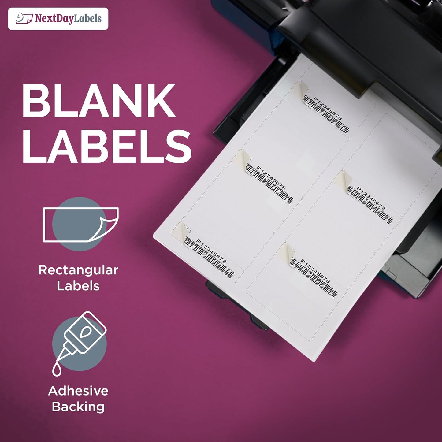 NextDayLabels - 3-7/16" x 2/3" Rectangular Sticker Labels for Printer - White Laser/Inkjet Printer Labels Return Address Labels Shipping Label Stickers (1000 Sheets, 30 Per Sheet, 3000 Labels)
