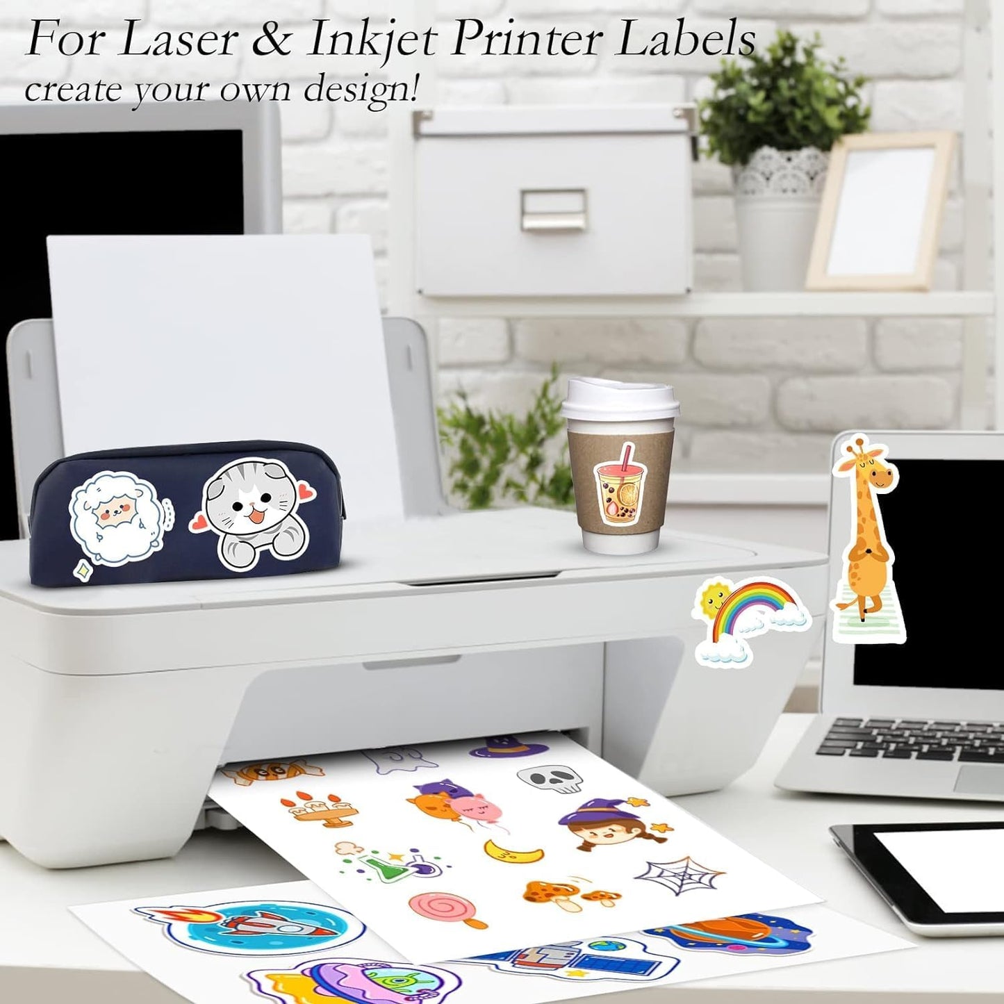 2000 Full Sheets Sticker Paper for Laser & Ink Jet Printers, 8.5" x 11" Full Sheet Address Shipping Label, 2000 Sheets 2000 Labels