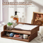 Yeaqee 4 Pcs Stackable Paper Organizer Tray Wood Desk Organizer Letter Tray - Image 5
