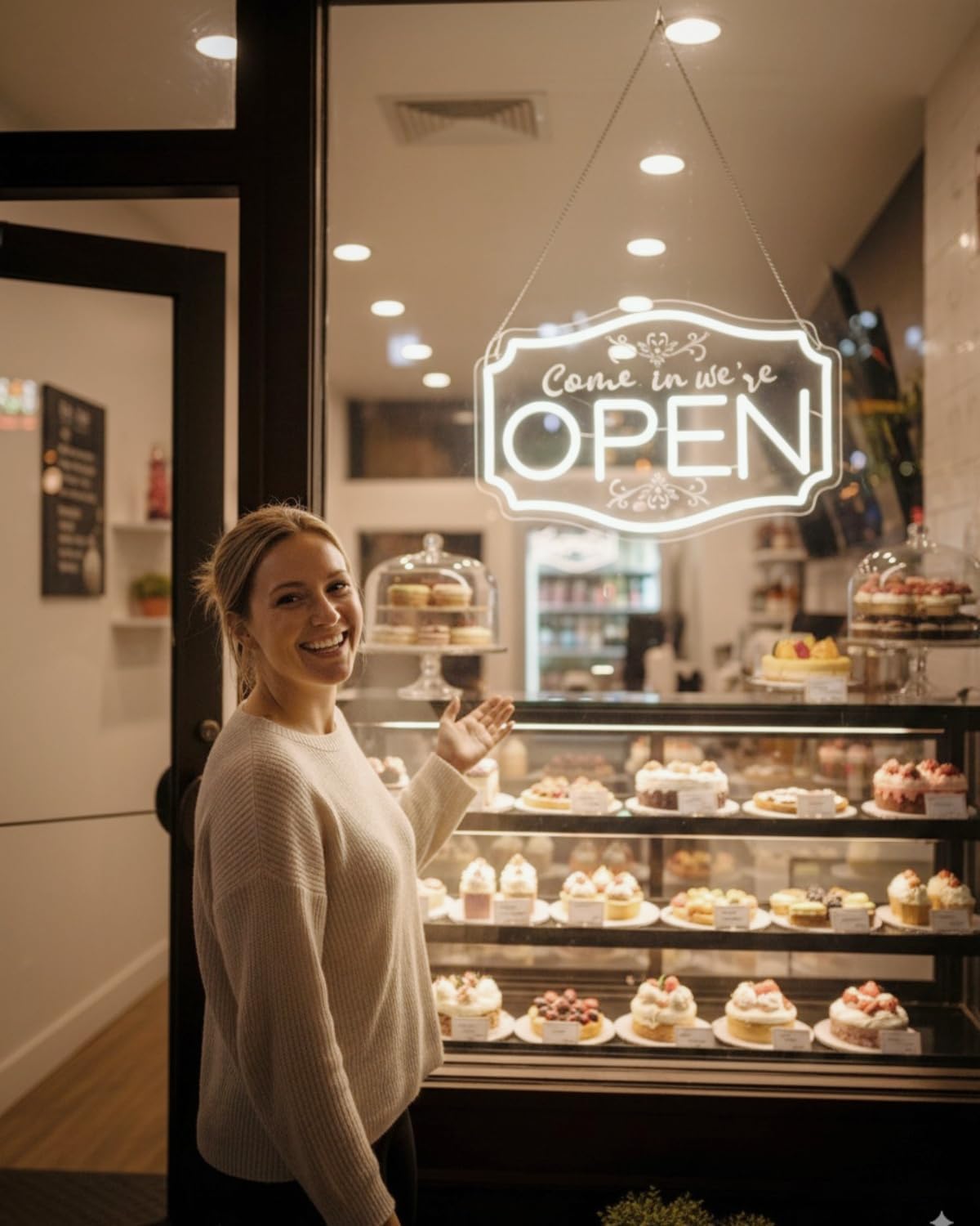 Neon Open Sign for Business， LED Adjustable Brightness Light Up Sign for Bar Slaon Stores Cafes Restaurant Hotel Storefront Window We are Open Signs