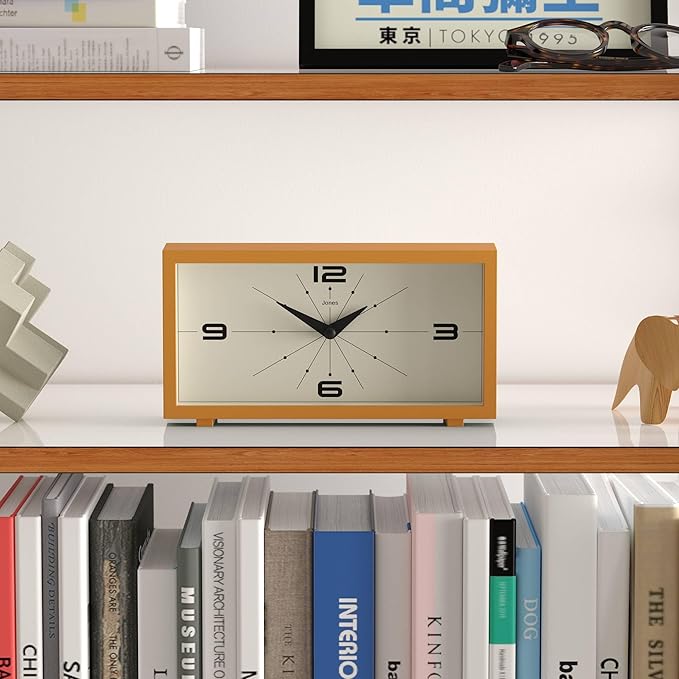 JONES CLOCKS® Odeon Desk Clock | Modern Rectangular Design | Mustard Yellow | - Image 3