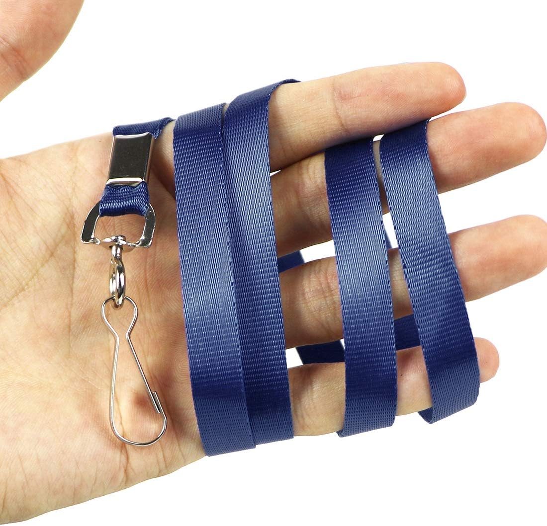 Bird Fiy Bulk Lanyards for Id Badges Nylon Neck Flat Lanyard for ID Name Badge Holder/Name Tag (Navy Blue, 50Pcs)