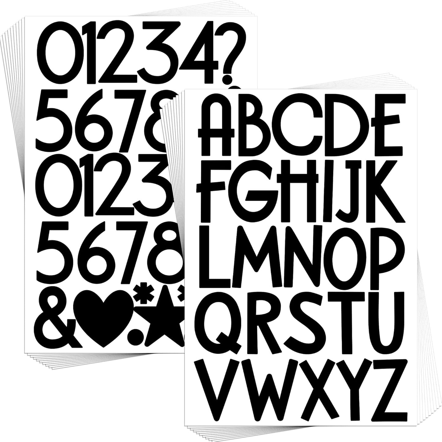 600Pcs Letter Stickers 20Sheets Alphabet Stickers Vinyl Mailbox Numbers Self Adhesive Waterproof Large Sticker Letters for Water Bottle Poster Board School Craft Classroom Address Decor(Black,2Inch)