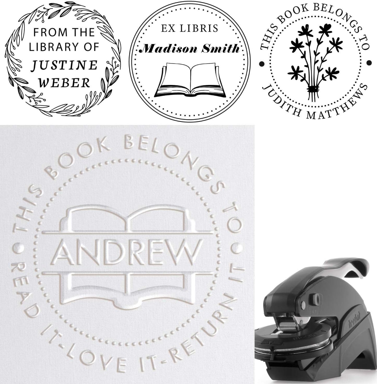 Personalized Custom Library Book Embosser - The Library of Embosser Seal Stamp