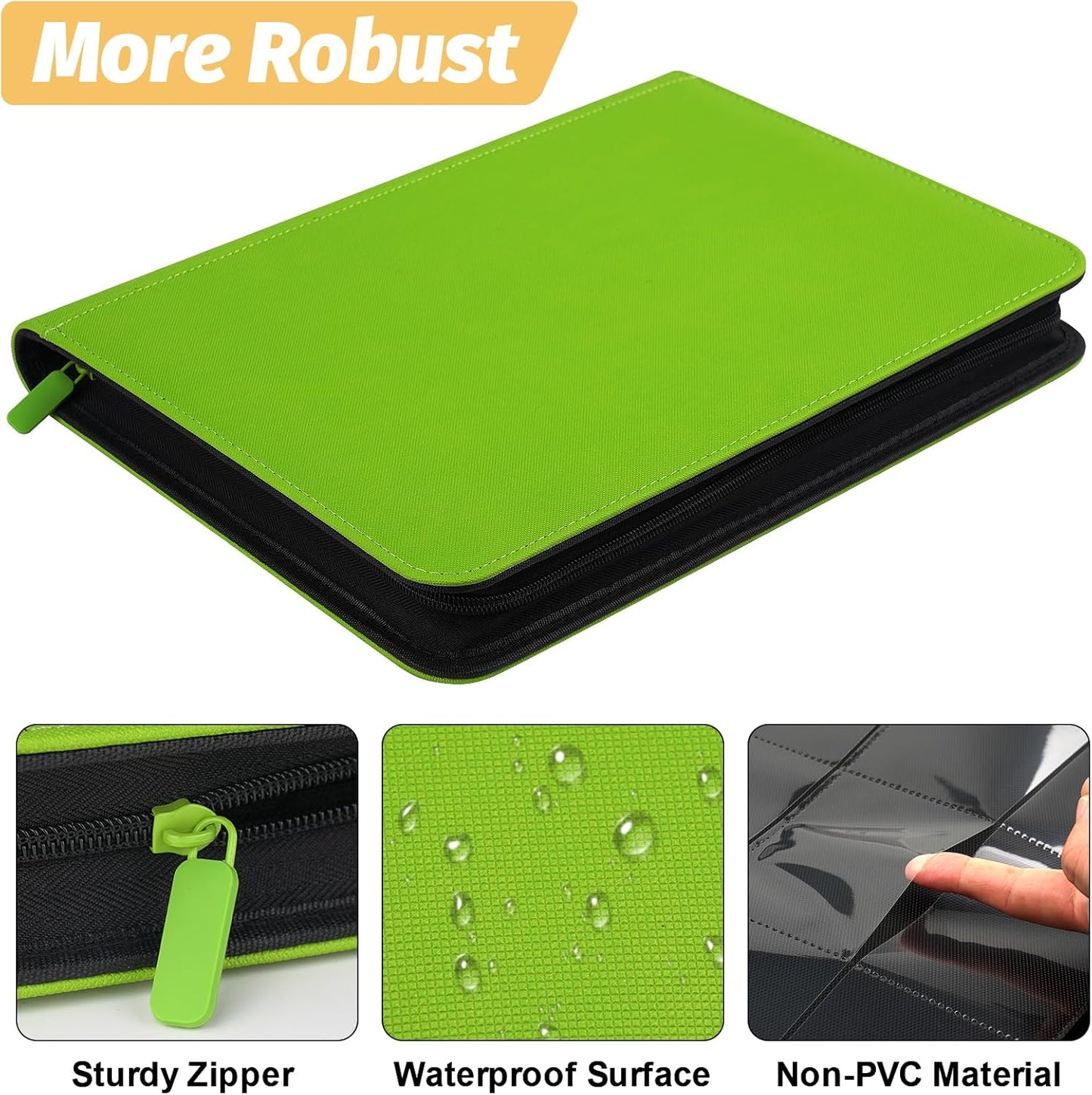 Trading Card Binder 9 Pocket, GERMUN PU Cover Card Binder for 360 Cards, Premium Trading Card Holder Folders, Double Sided Pocket Card Album for MTG, TCG (Grass Green)