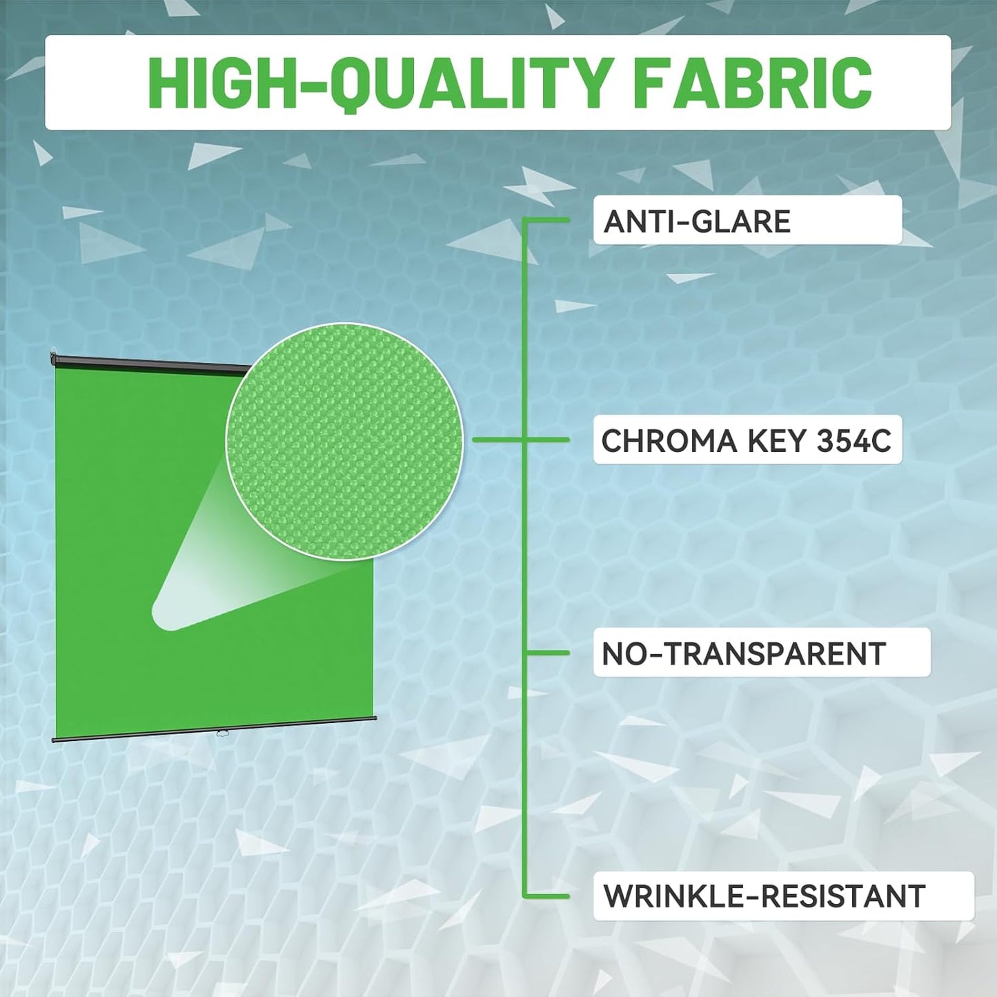 RAUBAY Retractable Pull Down Green Screen - 78.7" x 86.6" Collapsible Wall-Mount Background for Professional Video Production, Chroma Key Backdrop for YouTube, TikTok, Streaming, Video Conferencing