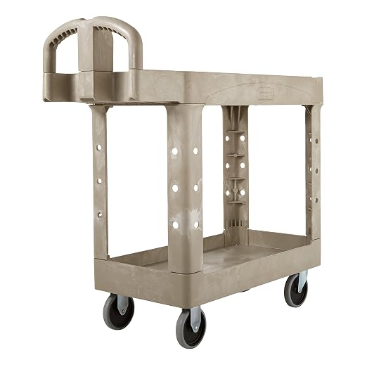 BRUTE Heavy Duty 2-Shelf Utility/Service Cart, Lipped Shelves, Ergonomic Handle by RubbermaidCommercialProducts
