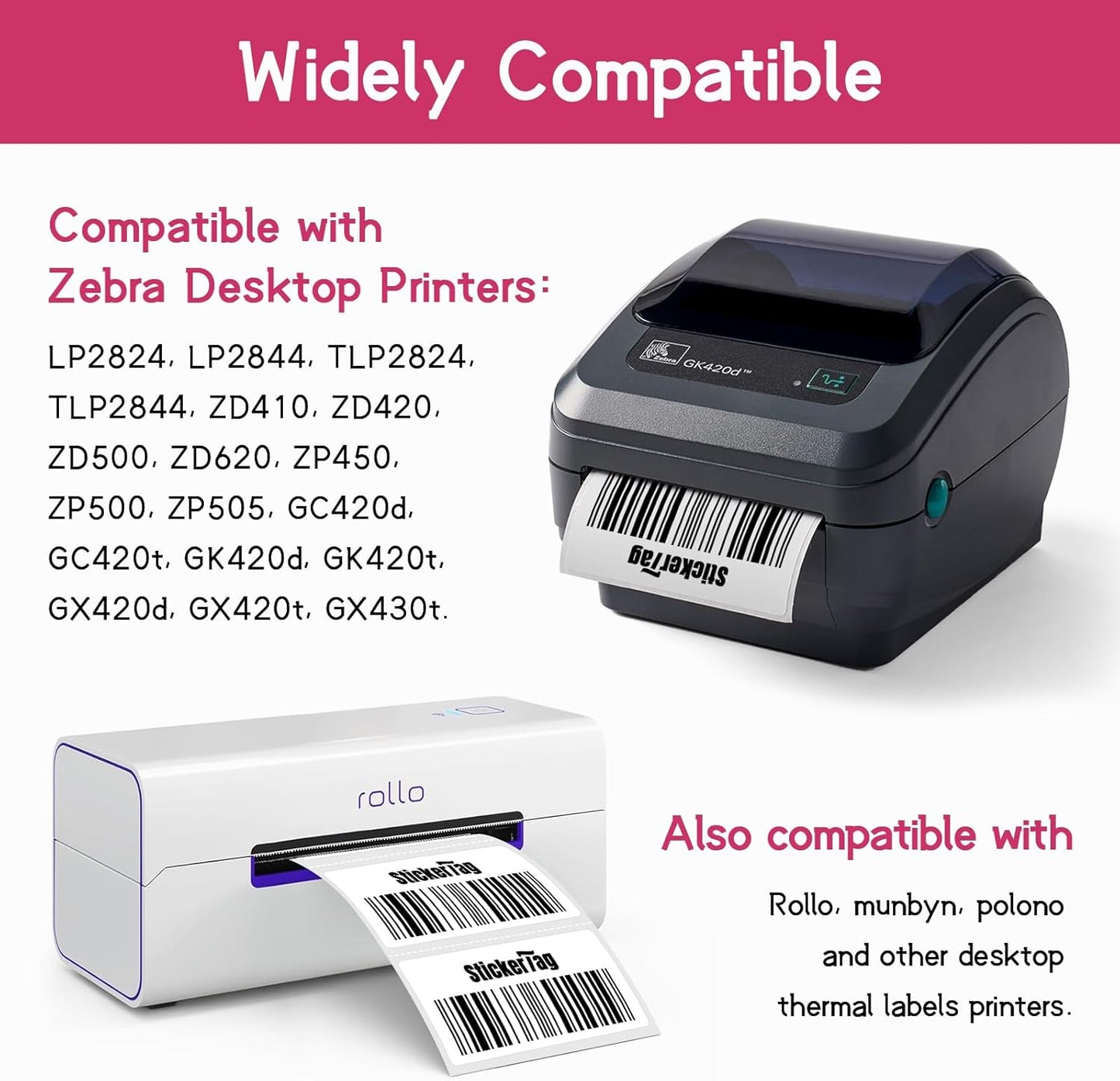 12 Rolls 2.25" x 1.25" Direct Thermal Labels, Shipping Labels Compatible with Zebra, Rollo, Munbyn Thermal Printers for Mailing Postage Address Barcode