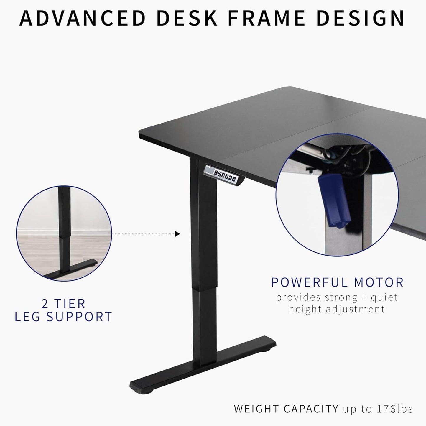 VIVO Electric 60 x 30 in Standing Desk, Memory Height Adjustment, 1B Series, Light Wood Top Black Frame, DESK-KIT-1B6C-30