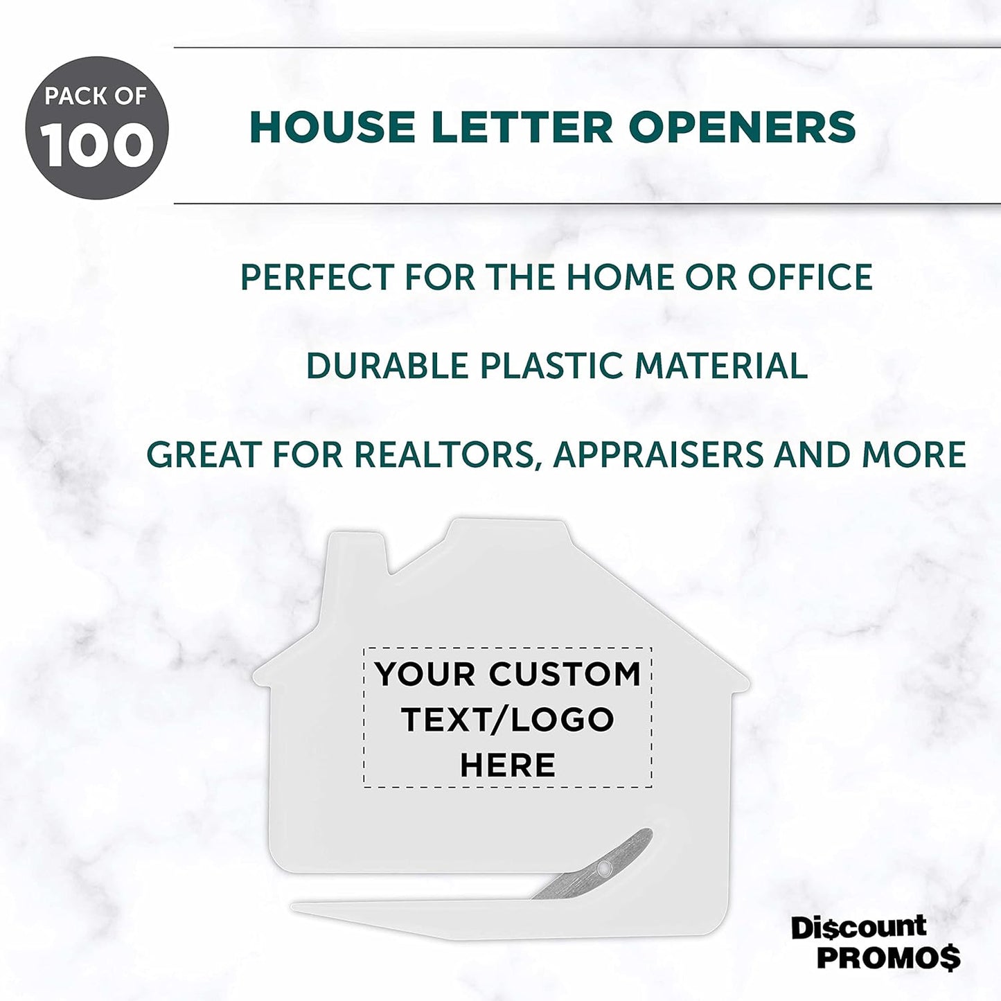 Custom House Letter Openers Set of 100, Personalized Bulk Pack - Perfect for Home or Office - White