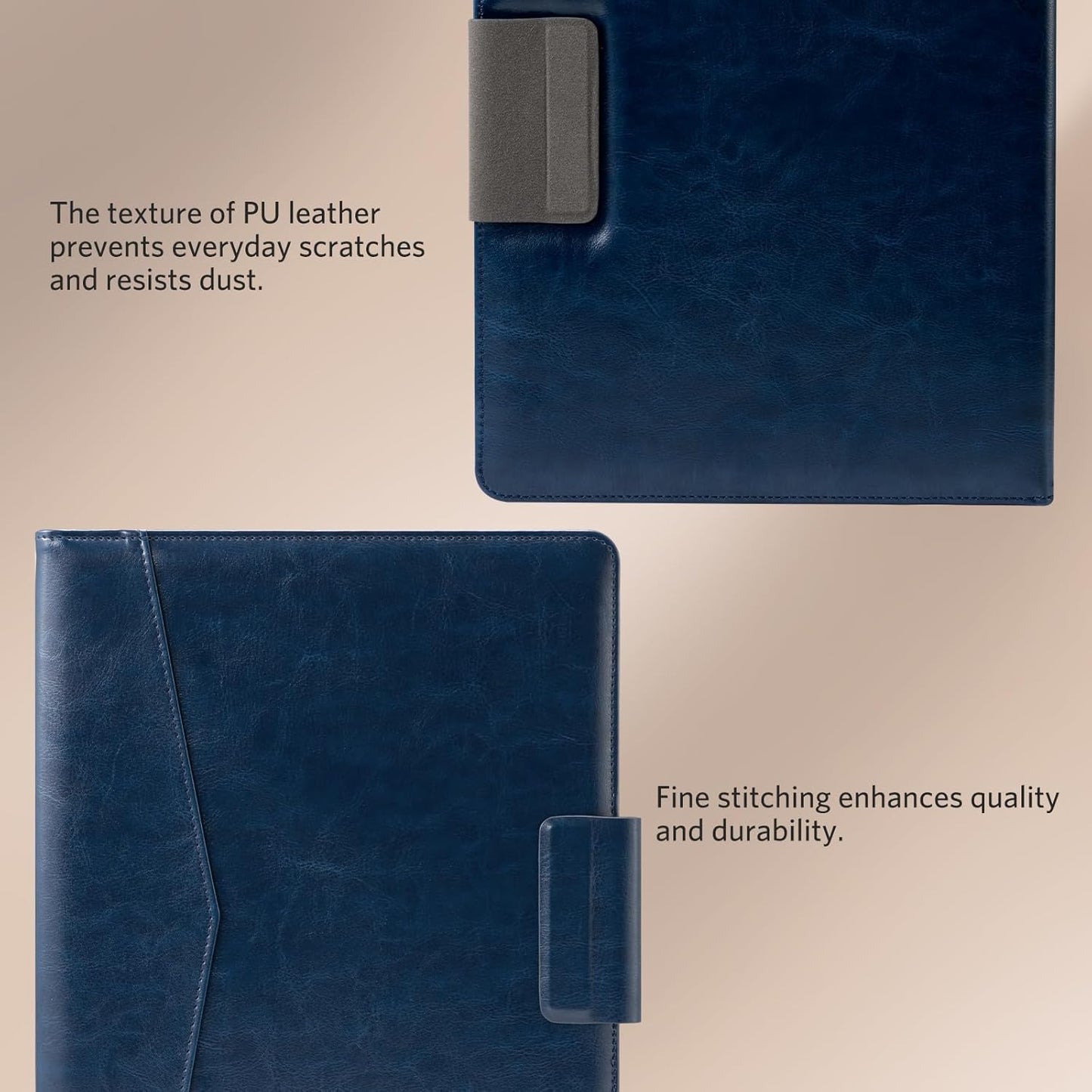 Cobak Premium PU Leather Case for Remarkable Paper Pro 11.8" (2024) – Slim Magnetic Back Cover with Auto Sleep/Wake, Folder Design, Magnetic Pen Holder Strap, Navy Blue