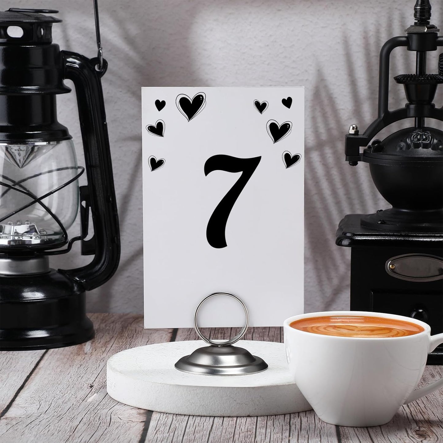 24 Pcs Table Number Holders Metal Place Card Holders Table Number Stands Tabletop Menu Sign Stands for Wedding Restaurant Recipe Banquet Birthday(Matte Nickel)
