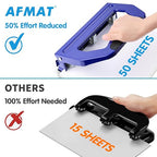 AFMAT 3 Hole Punch Heavy Duty, 9/32" Holes, 50-Sheet Hole Puncher 3 Ring - Image 6