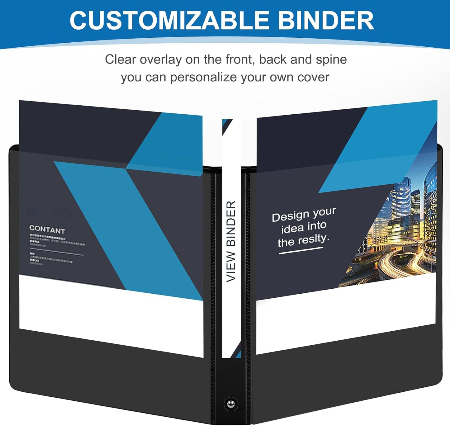 1 inch 3-Ring Binder, 1" Round Ring Binder with 2 Inside Pockets, Bulk Basic Binders, Clear View Cover 1-inch Binders Holds 8.5'' x 11''Paper for Office/Home/Back to School（Pack of 12, Black