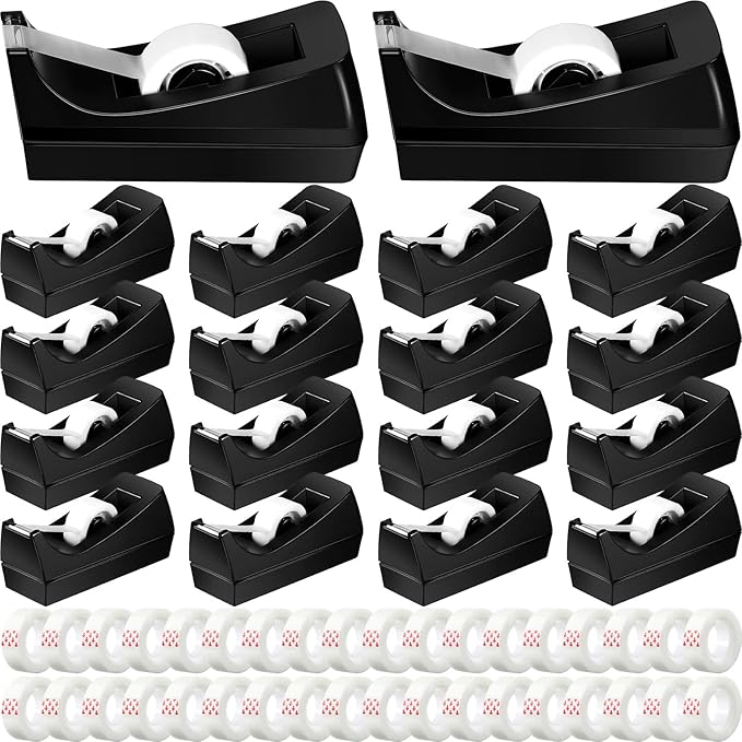 Yahenda 18 Pack Black Desktop Tape Dispenser Non Skid Base by Yahenda