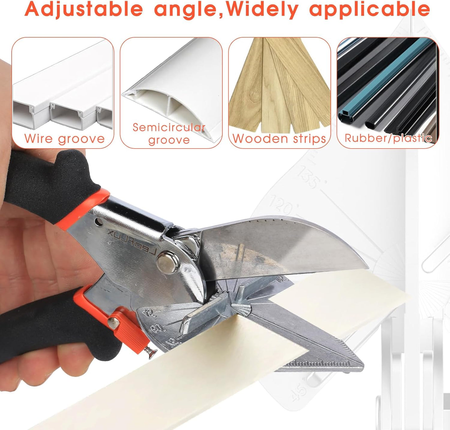 Miter Shears for Wood Trim, Adjustable 45°-135° Multi-Angle Handheld Tool, Multifunctional Trunking, Moulding Shears, Perfect for Mitre Cutting, Quarter Round, No Replacement Blade | LFXP3101S