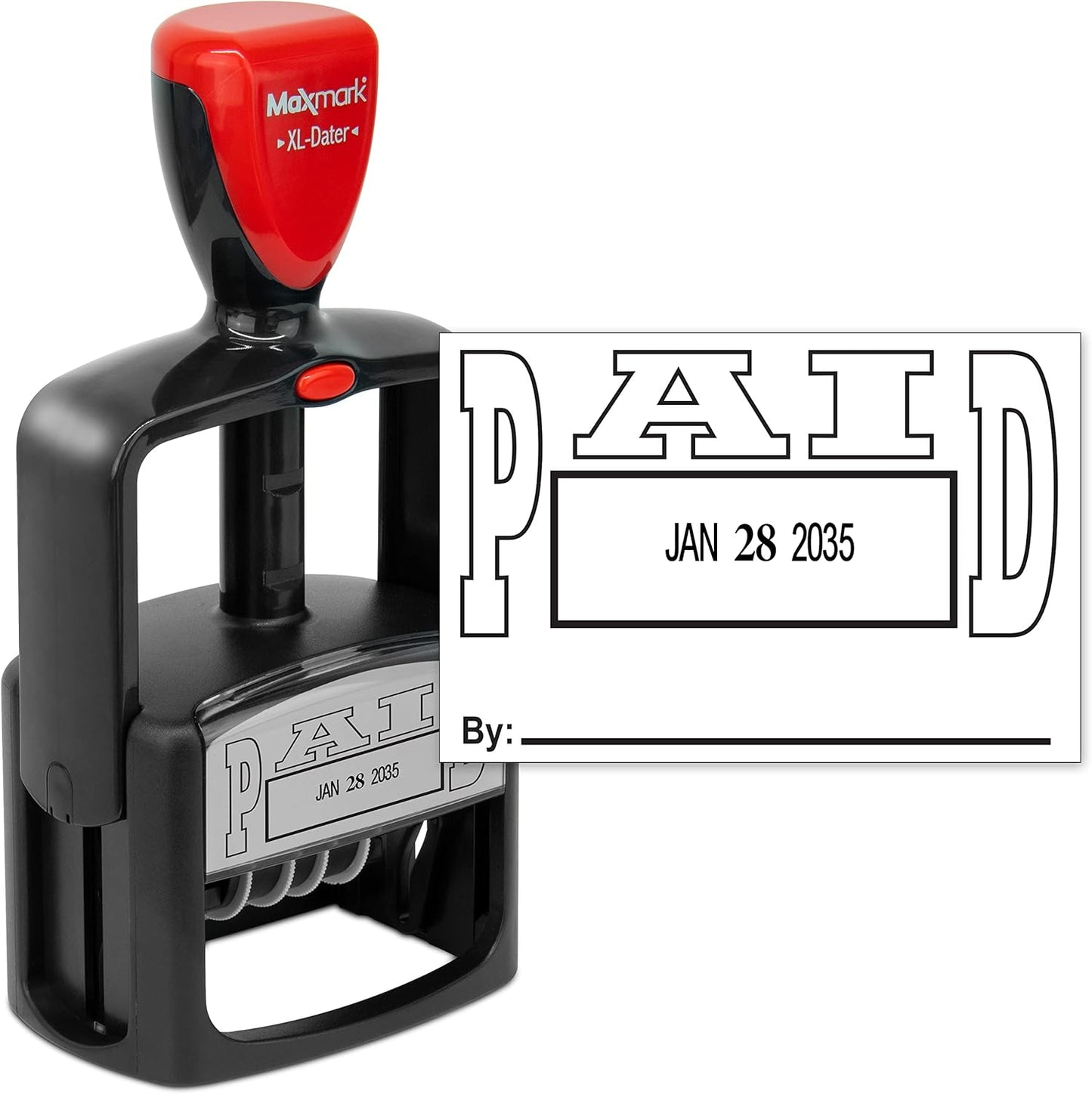 MaxMark Heavy Duty Style 5 Date Stamp with Paid self Inking Stamp - Black Ink