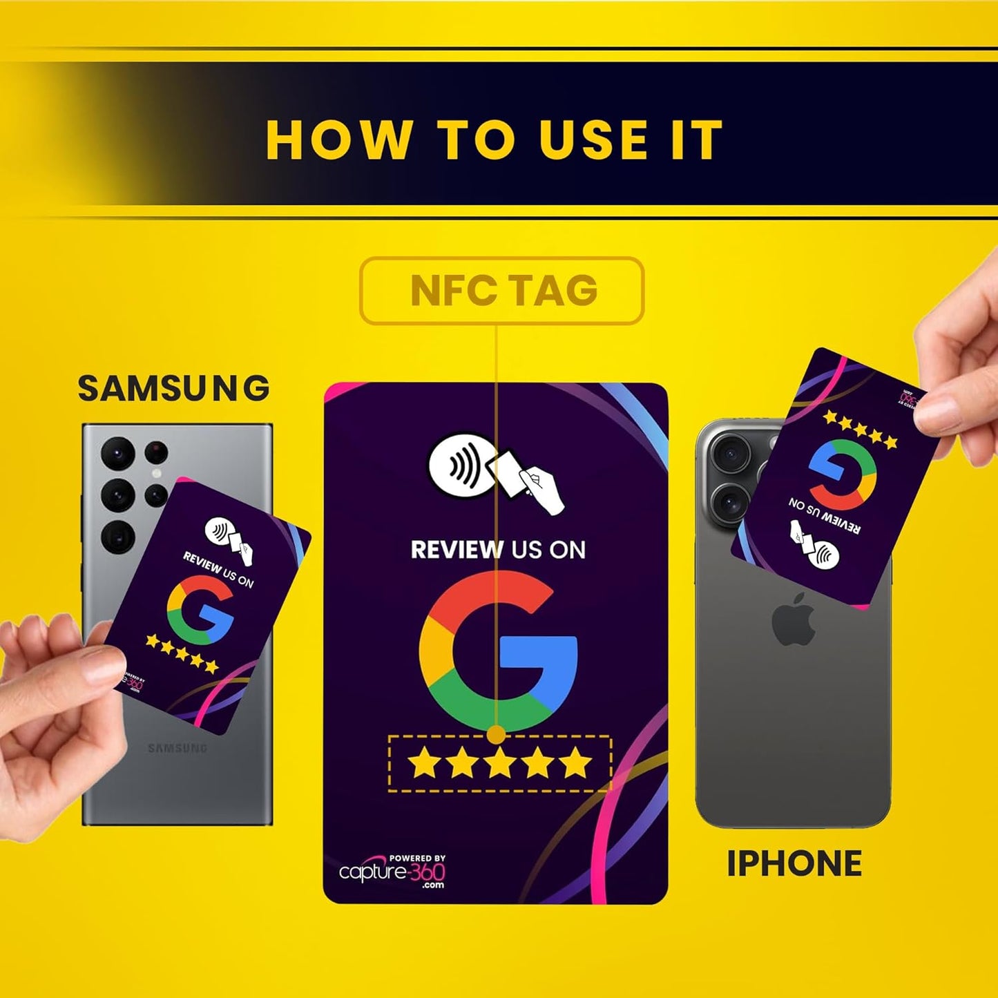 NFC Business Google Review Tap Card, Contactless, Enhances SEO, Saves Time, User-Friendly, Reusable, Boosts Online Presence & Encourages Business Feedback (Purple, 1-Pack Google Card)